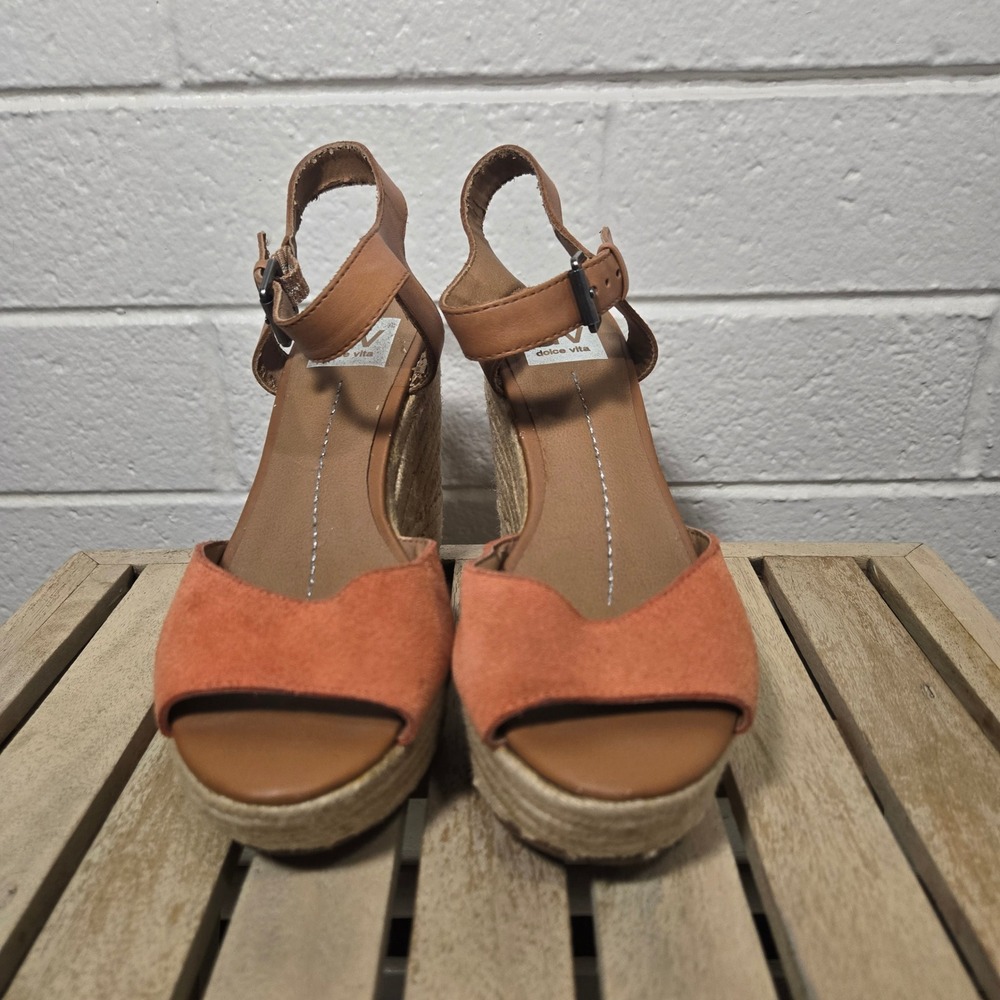DV Dolce Vita Nadiyah Espadrille Wedge Sandals 7.5 Suede Platform Boho Chic